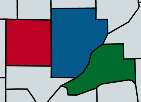 Fulton, Mason, and McDonough counties map